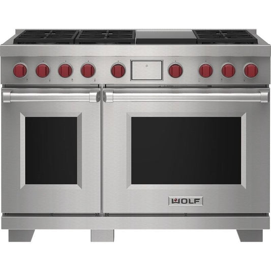 Wolf 48" Dual Fuel Range - 6 Burners and Infrared Griddle DF48650G/S/P