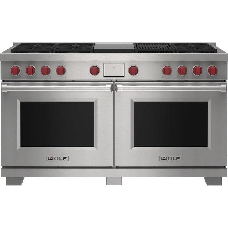 Wolf DF60650CG/S/P 60″ Dual Fuel Range with Infrared Charbroiler & Infrared Griddle