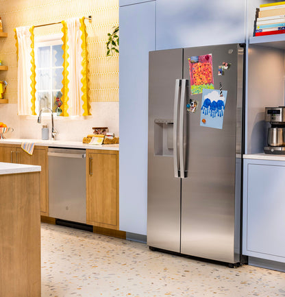 GE GSS28PYYFS 36" Side-by-Side Refrigerator with LED Light Walls and Extra Tall Dispenser – Fingerprint Resistant Stainless Steel