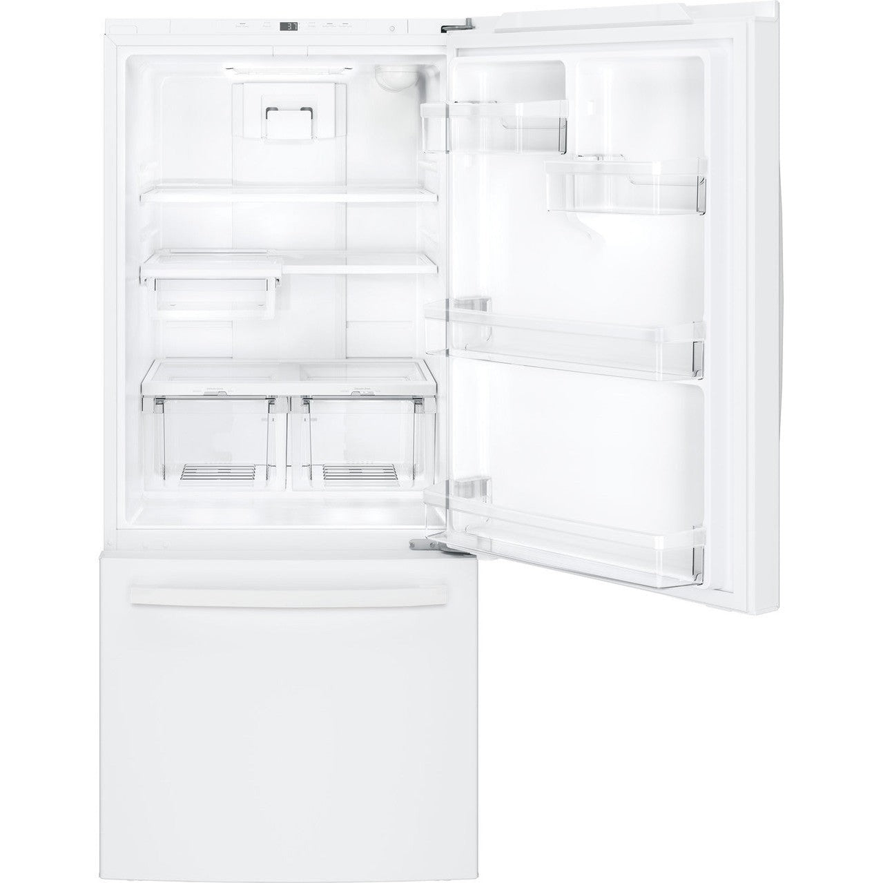 GE GDE21EGKWW 30" Bottom-Freezer Refrigerator 21 Cu. Ft. – White