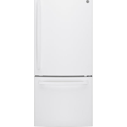 GE GDE21EGKWW 30" Bottom-Freezer Refrigerator 21 Cu. Ft. – White