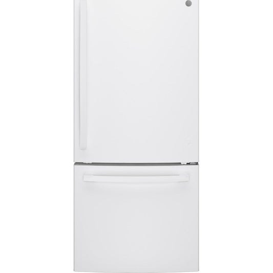 GE GDE21EGKWW 30" Bottom-Freezer Refrigerator 21 Cu. Ft. – White