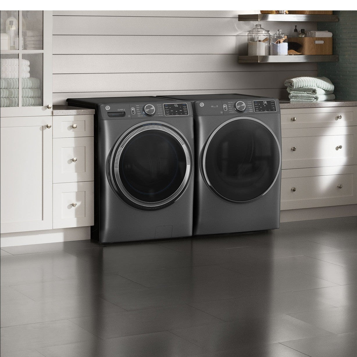 GE® ENERGY STAR® GFD65ESPVDS 7.8 cu. ft. Capacity Smart Front Load Electric Dryer with Sanitize Cycle