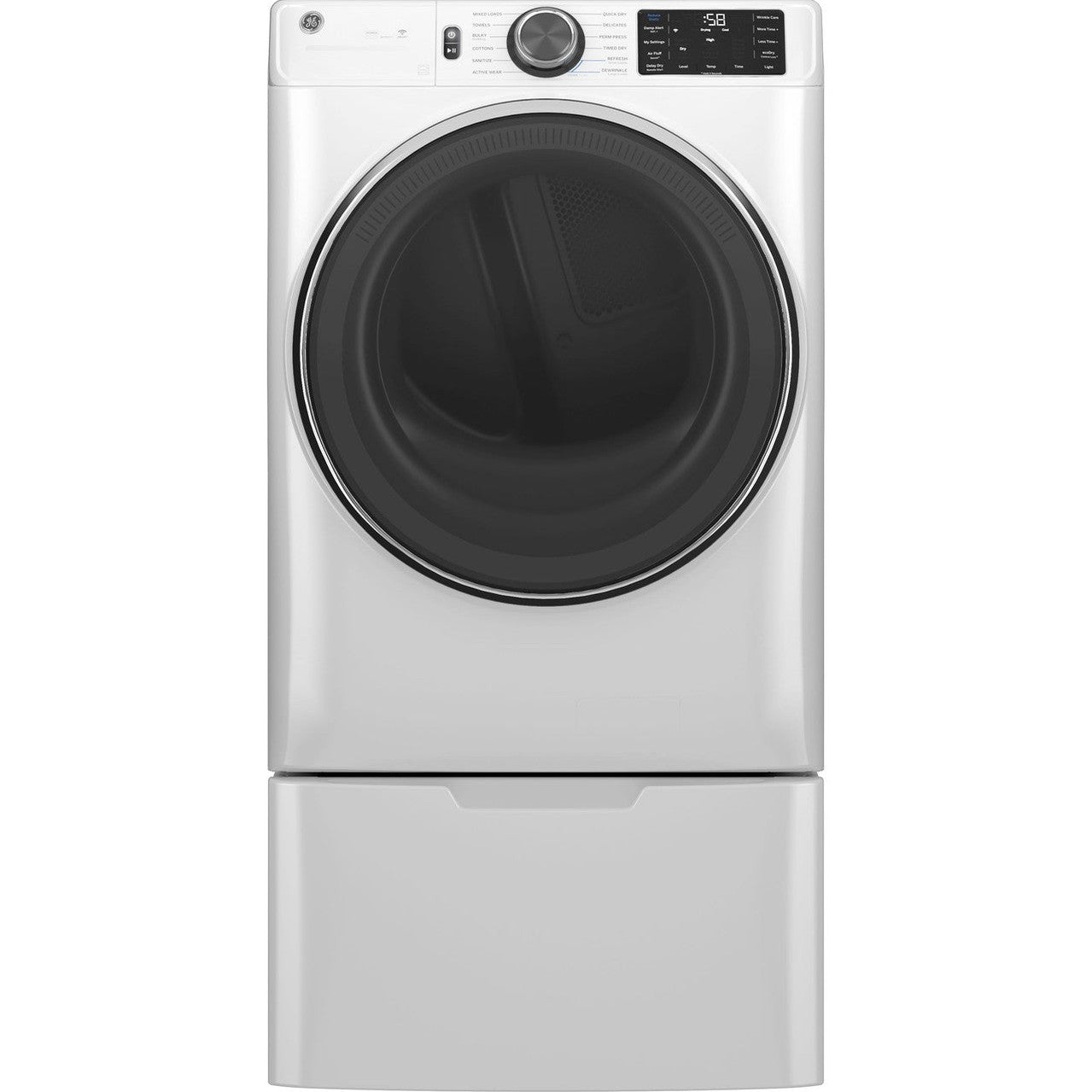 GE® ENERGY STAR® GFD65ESSVWW 7.8 cu. ft. Capacity Smart Front Load Electric Dryer with Sanitize Cycle