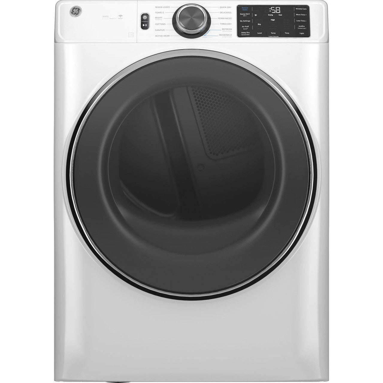 GE® ENERGY STAR® GFD65ESSVWW 7.8 cu. ft. Capacity Smart Front Load Electric Dryer with Sanitize Cycle