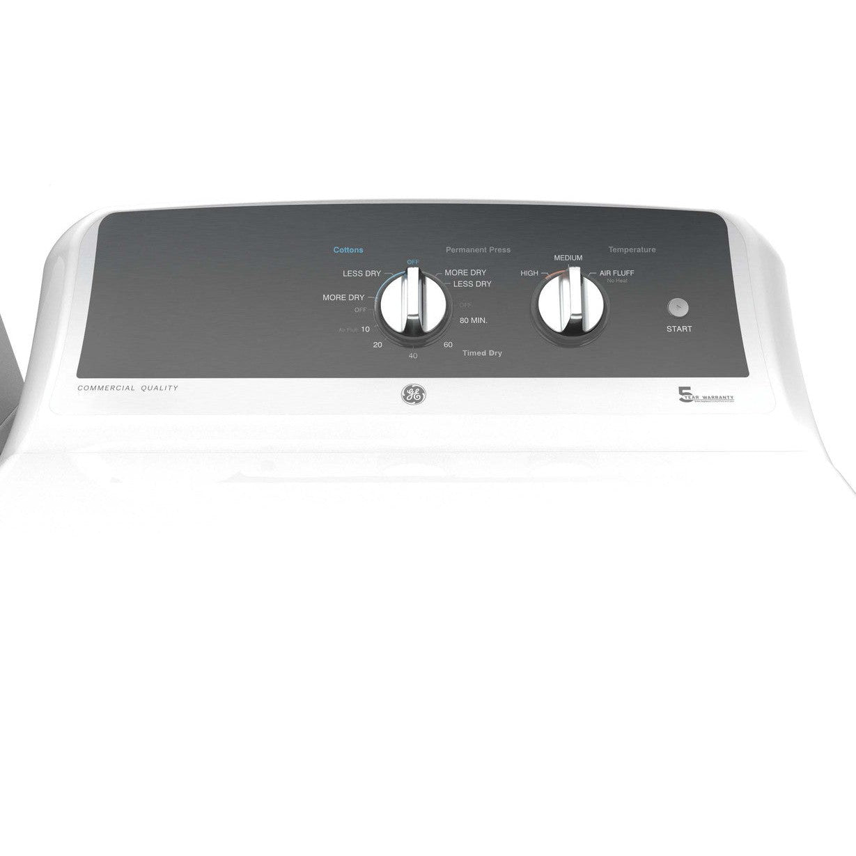 GE GTX52EASPWB 27" Commercial Grade Electric Dryer 6.2 Cu. Ft. with Long Vent Capability – White