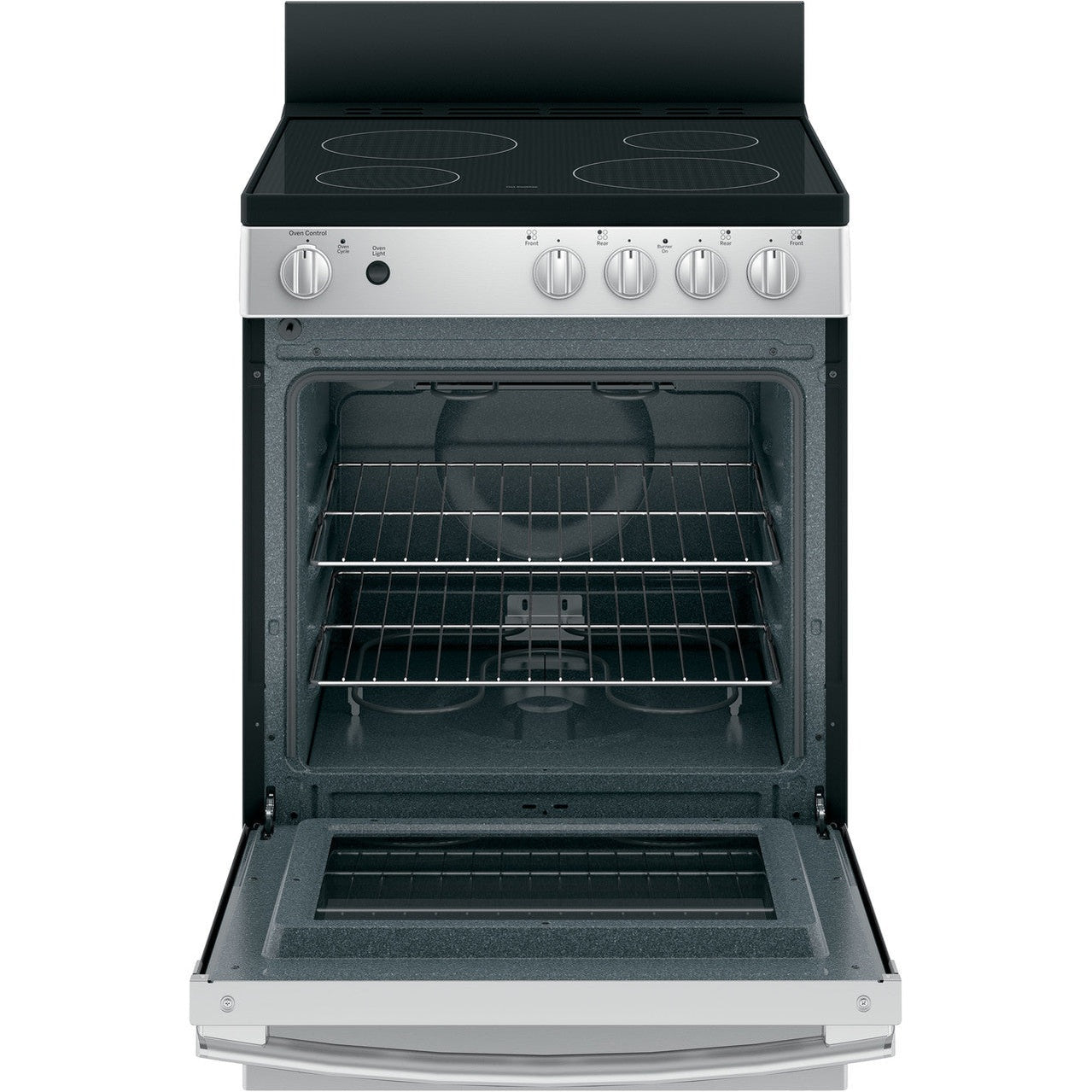 GE JAS640RMSS 24" Free-Standing / Slide-In Front-Control Electric Range with Steam Clean – Stainless Steel
