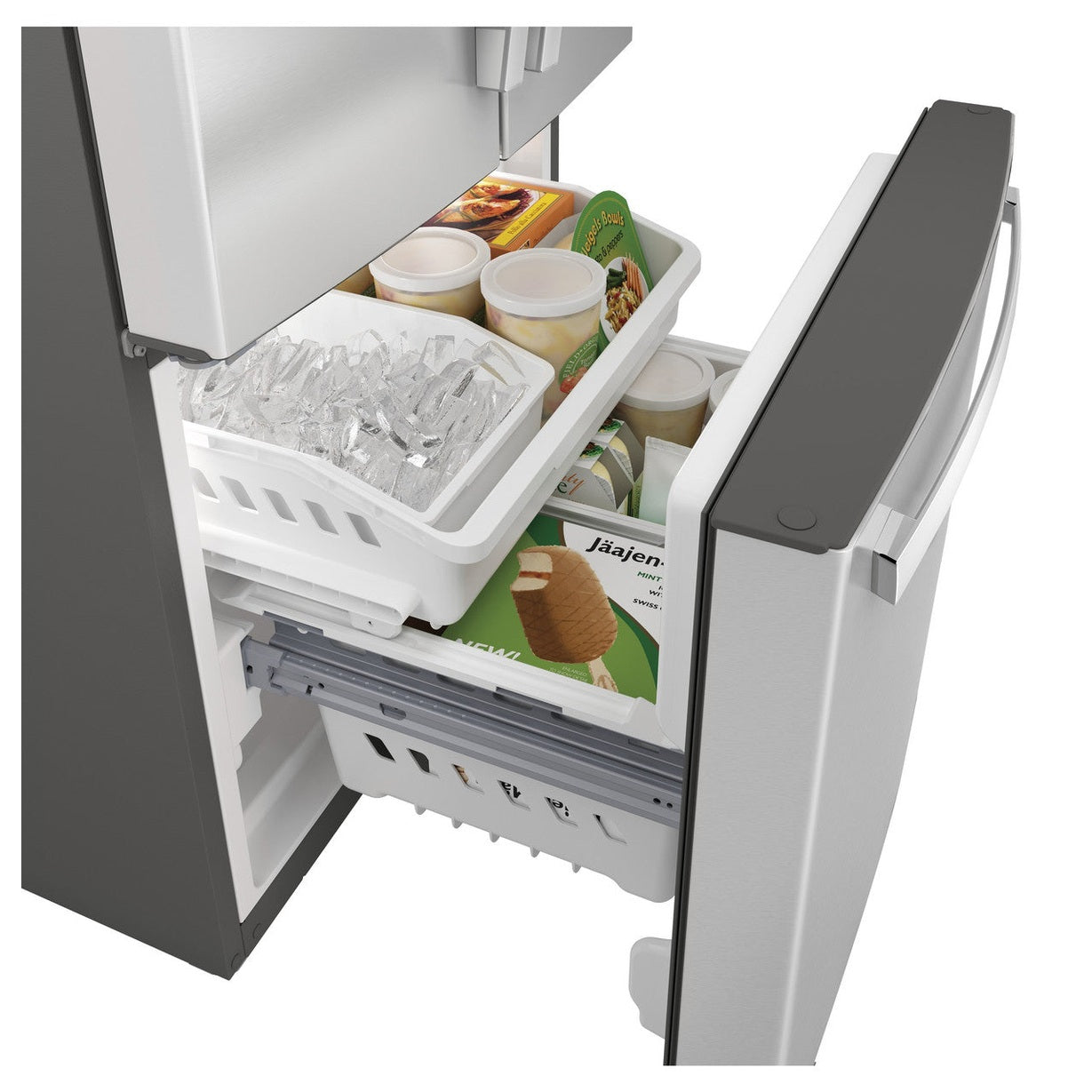 GE GNE21FYKFS 30" French Door Refrigerator 20.8 Cu. Ft. – Fingerprint Resistant Stainless Steel