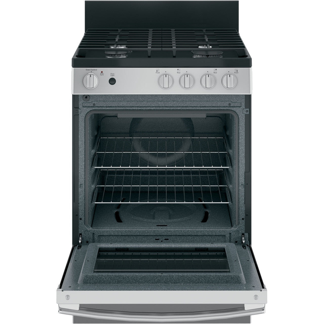 GE JGAS640RMSS 24" Free-Standing / Slide-In Front-Control Gas Range with Steam Clean – Stainless Steel