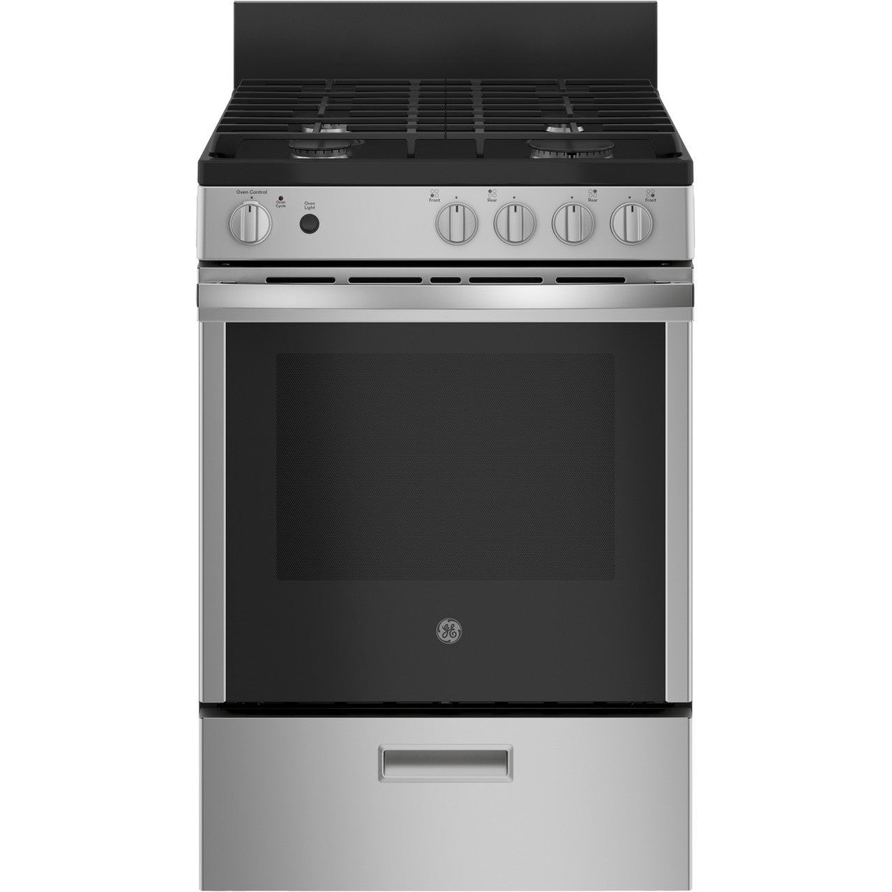 GE JGAS640RMSS 24" Free-Standing / Slide-In Front-Control Gas Range with Steam Clean – Stainless Steel