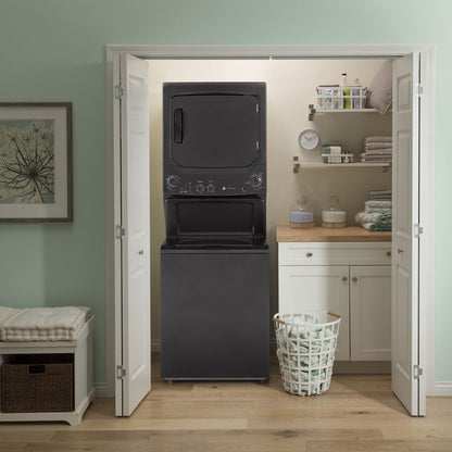 GE GUD27GSPMDG 27" Unitized Spacemaker® Laundry Center with Gas Dryer 3.8 Cu. Ft. Washer / 5.9 Cu. Ft. Dryer – Diamond Grey