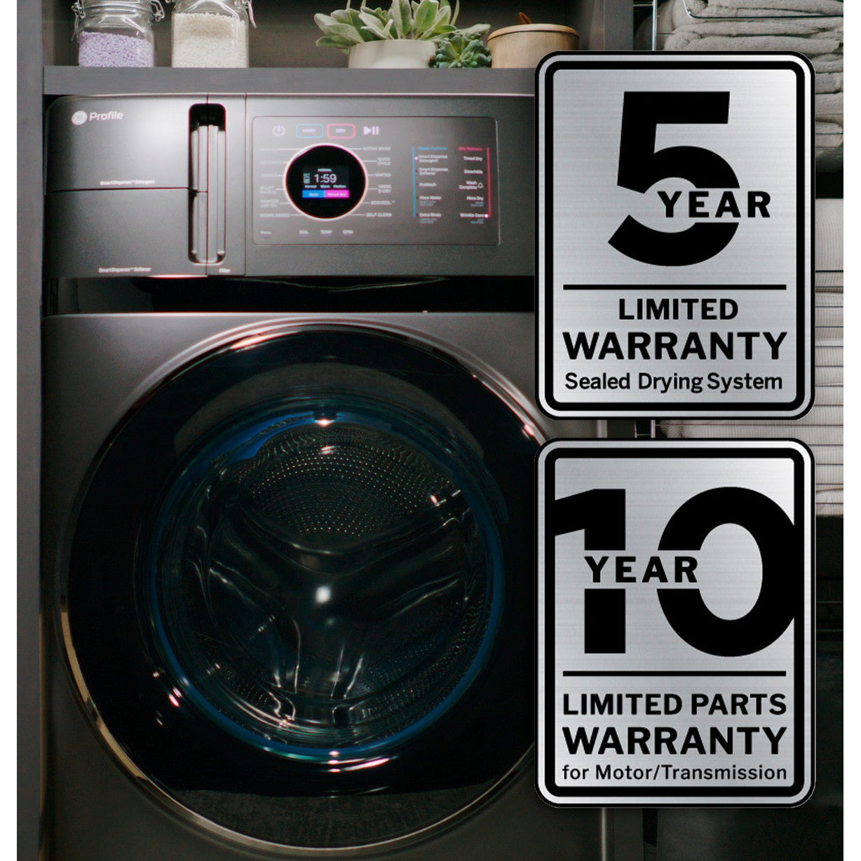 GE Profile PFQ83HSSWWW 28" UltraFast Ventless Washer Dryer Combo 4.6 Cu. Ft. – White