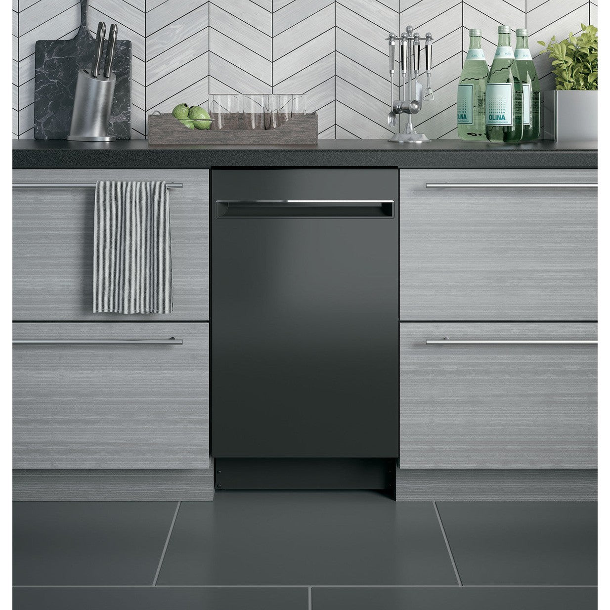 GE Profile PDT145SGLBB 18" ADA Compliant Built-In Dishwasher with Sanitize Cycle – Black