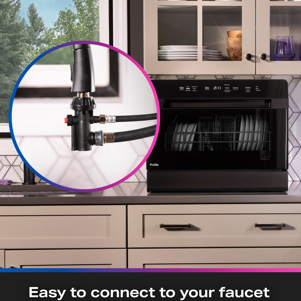 GE Profile PZF560HGWBB Smart Compact Dishwasher for Countertop or Built-In – Black