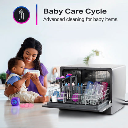 GE Profile PZF560HGWBB Smart Compact Dishwasher for Countertop or Built-In – Black