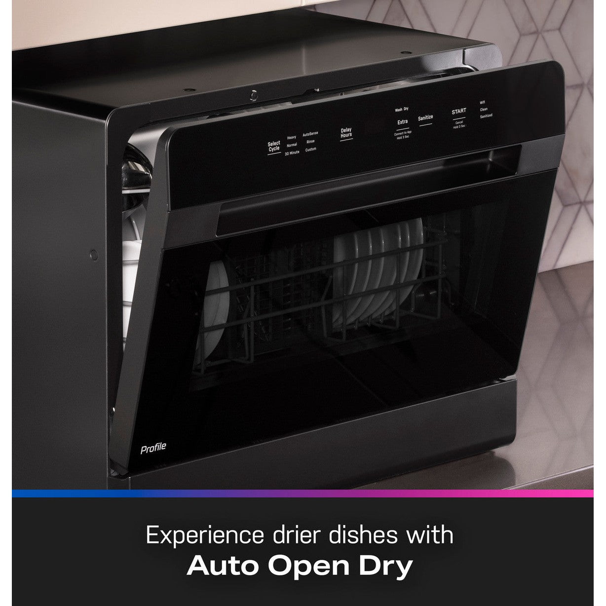 GE Profile PZF560HGWBB Smart Compact Dishwasher for Countertop or Built-In – Black