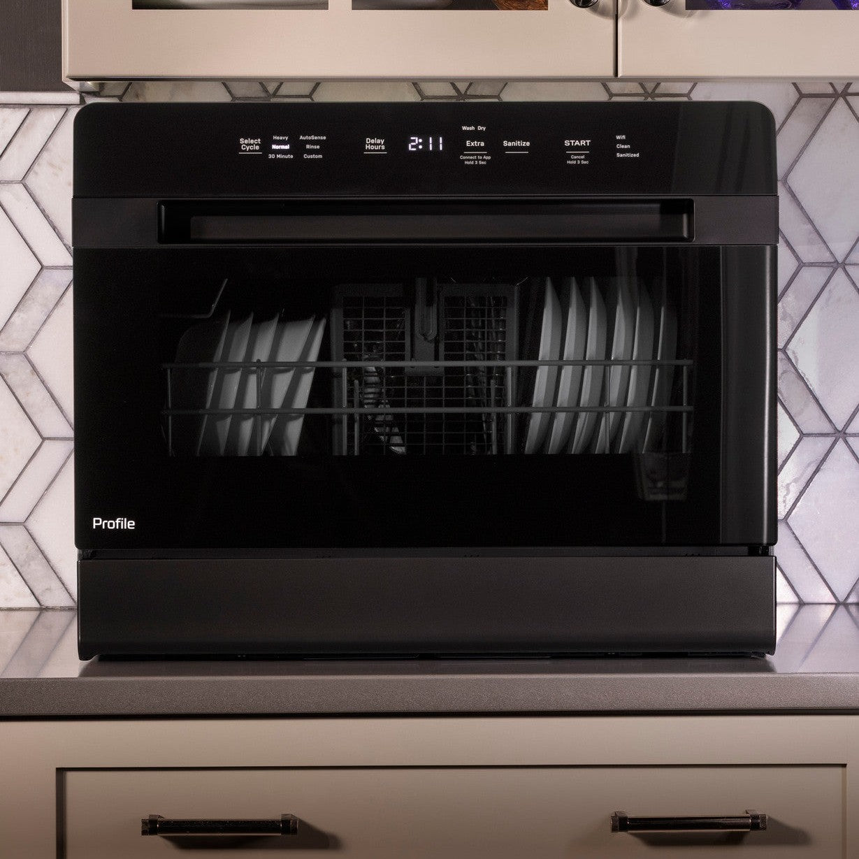 GE Profile PZF560HGWBB Smart Compact Dishwasher for Countertop or Built-In – Black