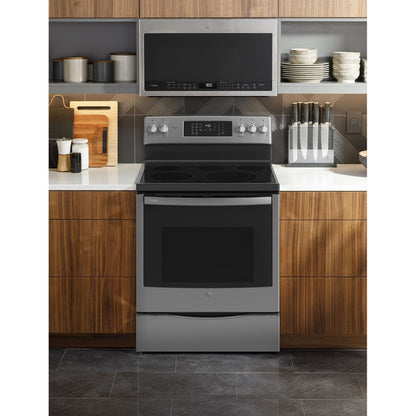 GE Profile PB900YVFS 30" 5.3 Cu. Ft. Smart Freestanding Electric Convection Range with No Preheat Air Fry