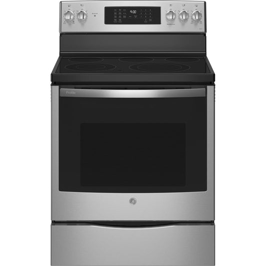 GE Profile PB900YVFS 30" 5.3 Cu. Ft. Smart Freestanding Electric Convection Range with No Preheat Air Fry