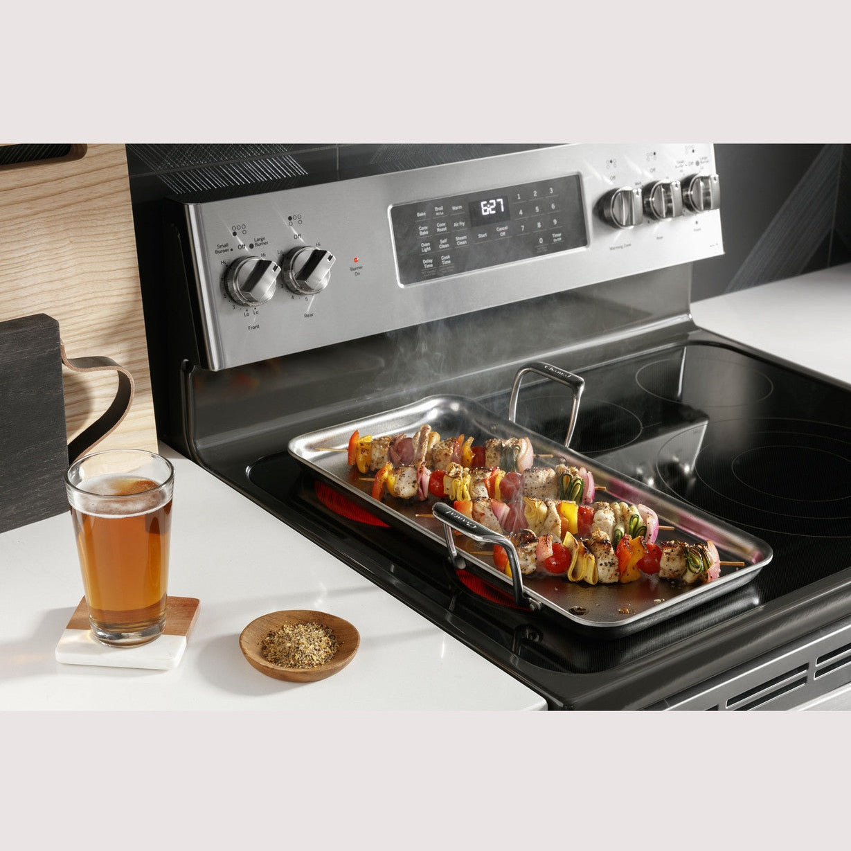 GE Profile PB965YPFS 30" 6.6 Cu. Ft. Smart Freestanding Electric Double Oven Convection Range with No Preheat Air Fry