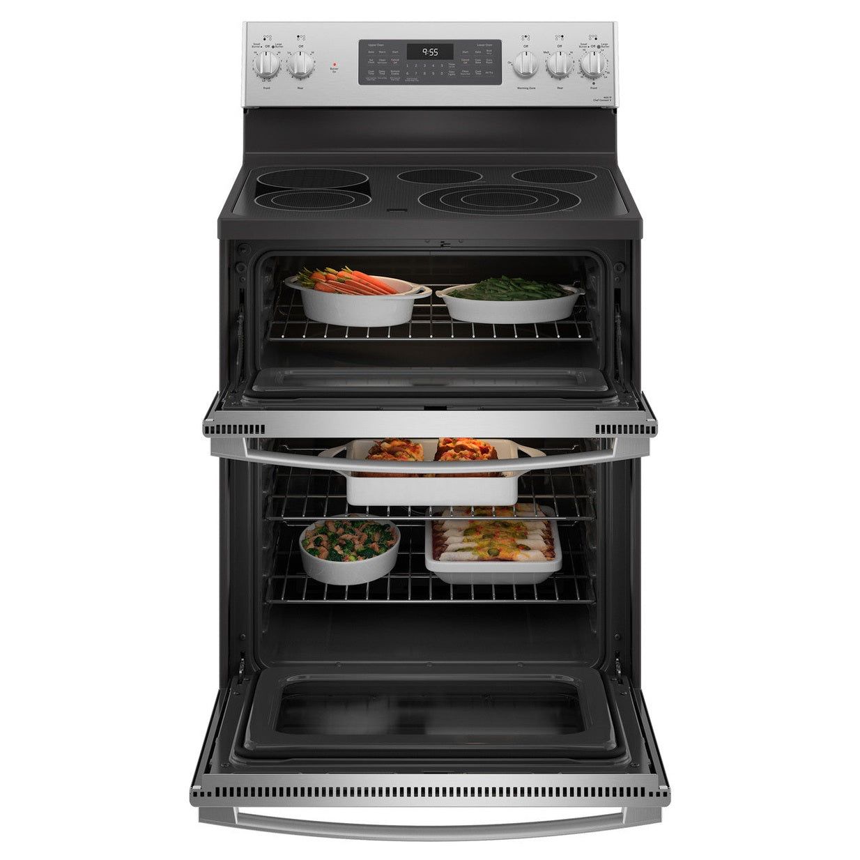 GE Profile PB965YPFS 30" 6.6 Cu. Ft. Smart Freestanding Electric Double Oven Convection Range with No Preheat Air Fry