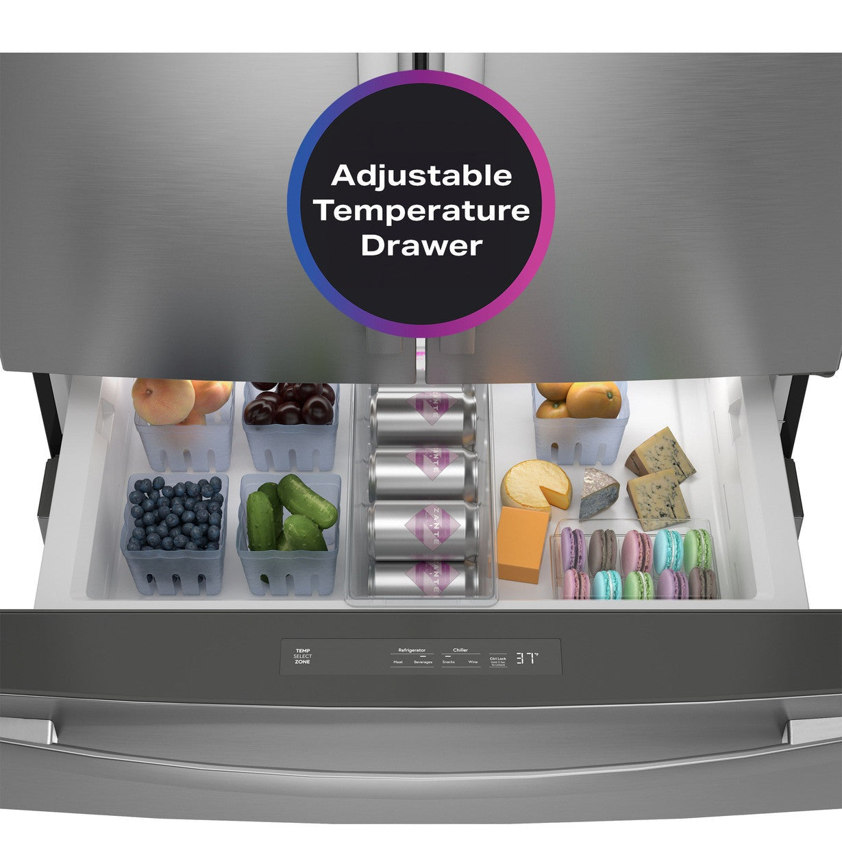 GE Profile PJD23BYWFS 36" 23.3 Cu. Ft. Counter-Depth 4-Door French Door Refrigerator with Door-in-Door