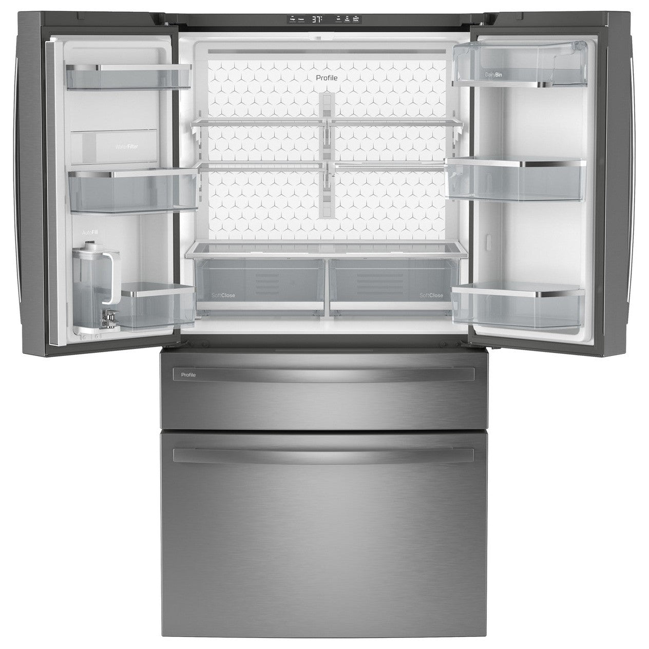 GE Profile PJD23BYWFS 36" 23.3 Cu. Ft. Counter-Depth 4-Door French Door Refrigerator with Door-in-Door