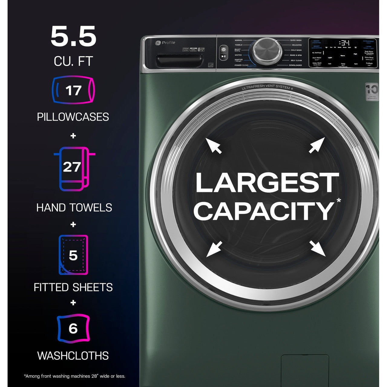 GE Profile PFW955SPWGN 5.5 cu. ft. Front Load Washer with UltraFresh Vent+