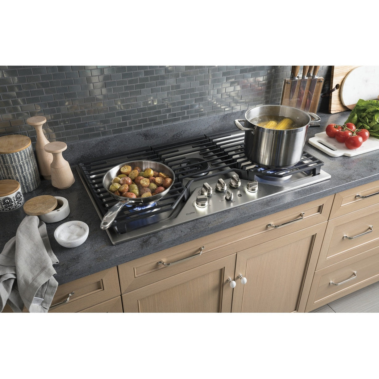 GE Profile PGP9036SLSS 36" Built-In Tri-Ring Gas Cooktop with 5 Burners