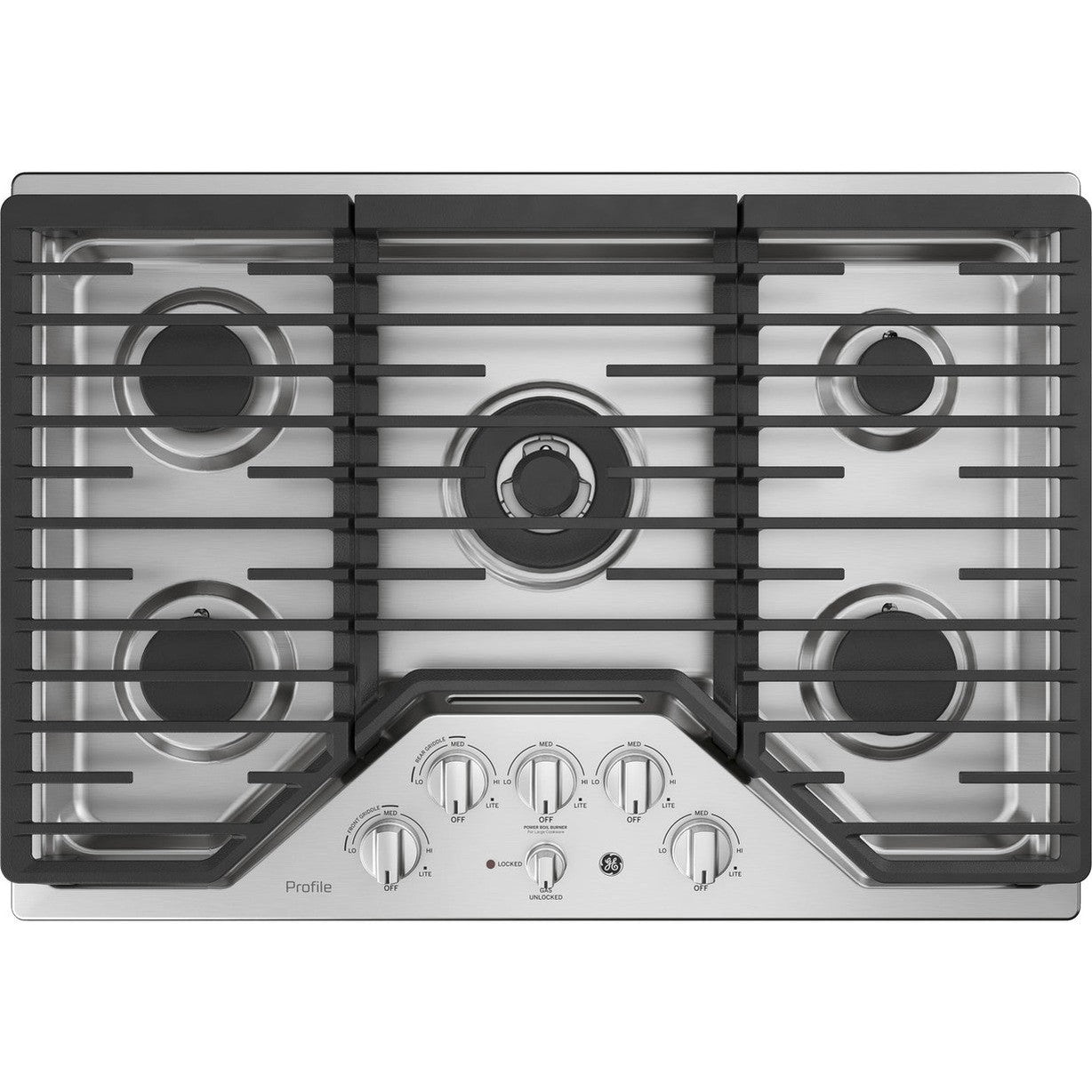 GE Profile PGP9030SLSS 30" Built-In Tri-Ring Gas Cooktop with 5 Burners
