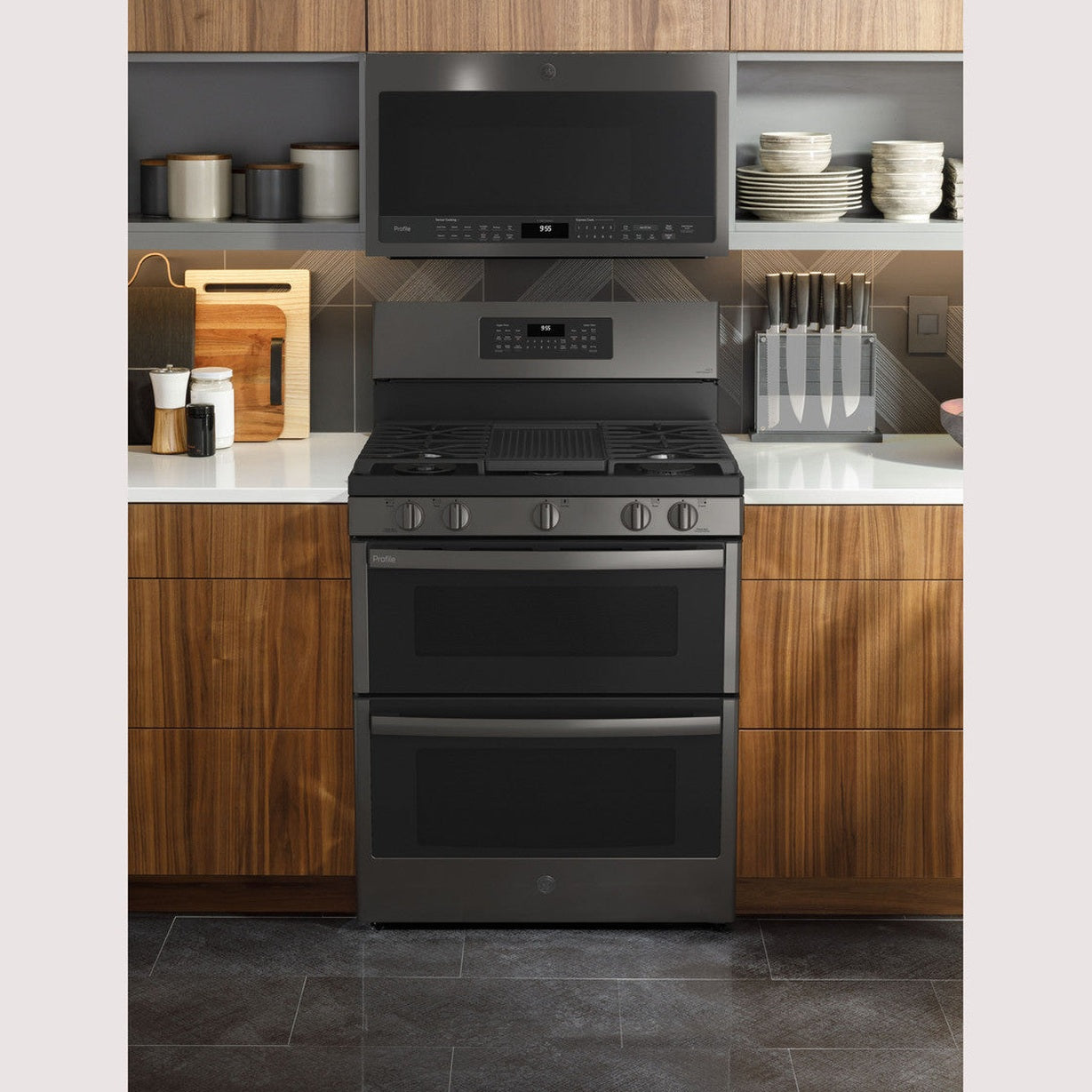 GE Profile PGB965BPTS 30" 6.7 Cu. Ft. Smart Freestanding Gas Double Oven Range with No Preheat Air Fry