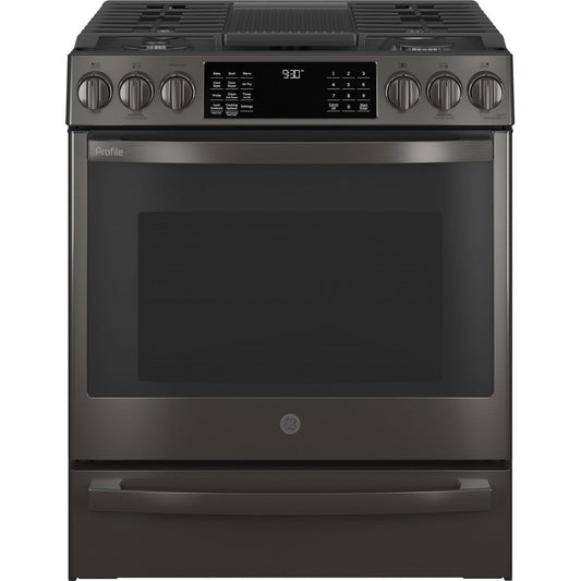 GE Profile PGS930BPTS 30" Smart Slide-In Front-Control Gas Range with No Preheat Air Fry