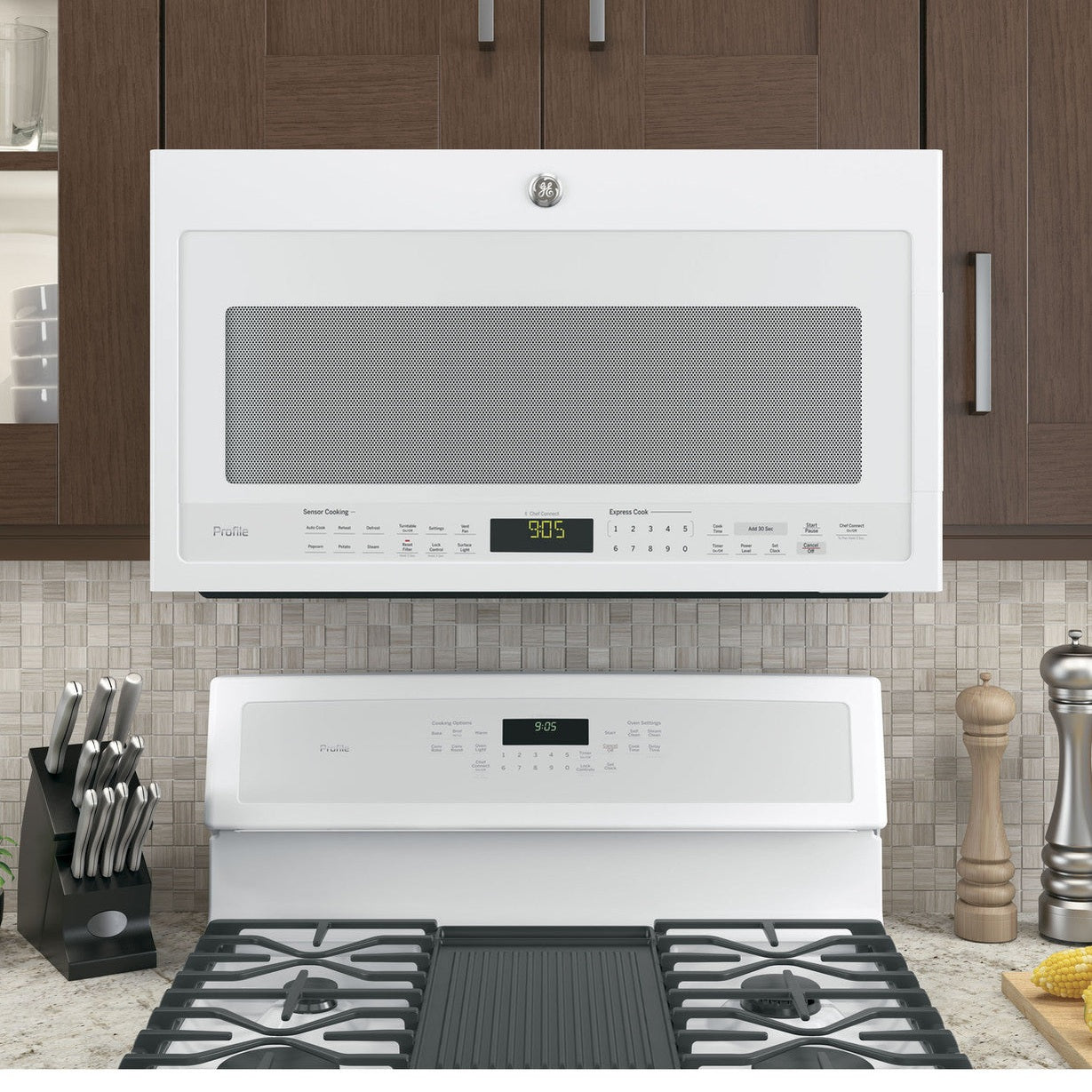 GE Profile PVM9005DJWW 2.1 Cu. Ft. Over-the-Range Sensor Microwave Oven – White