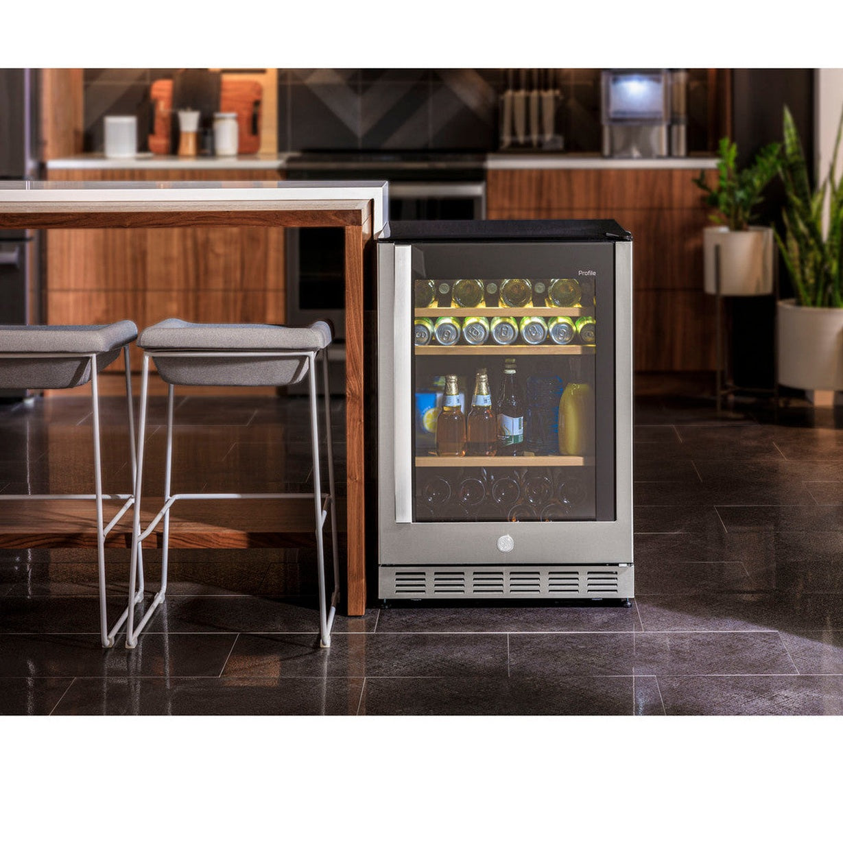GE Profile PVS06BSPSS 24" 5.1 Cu. Ft. 155-Can / 52-Bottle Beverage Center