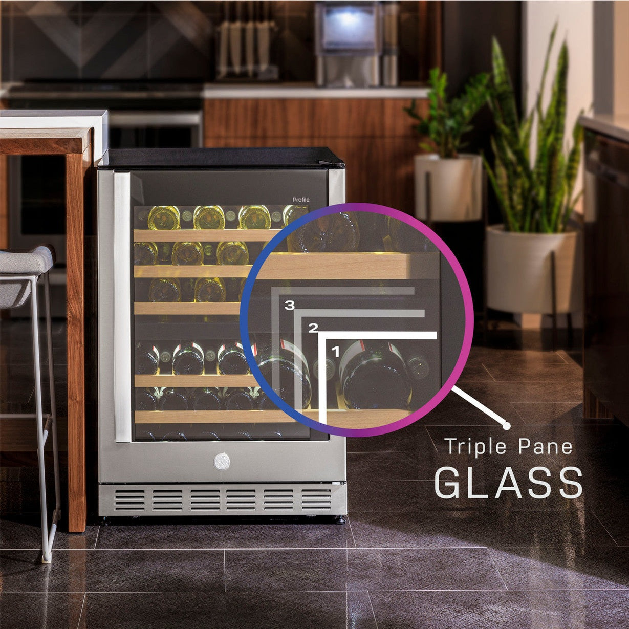 GE Profile PWS06DSPSS 24" 44-Bottle Dual Zone Wine Cooler