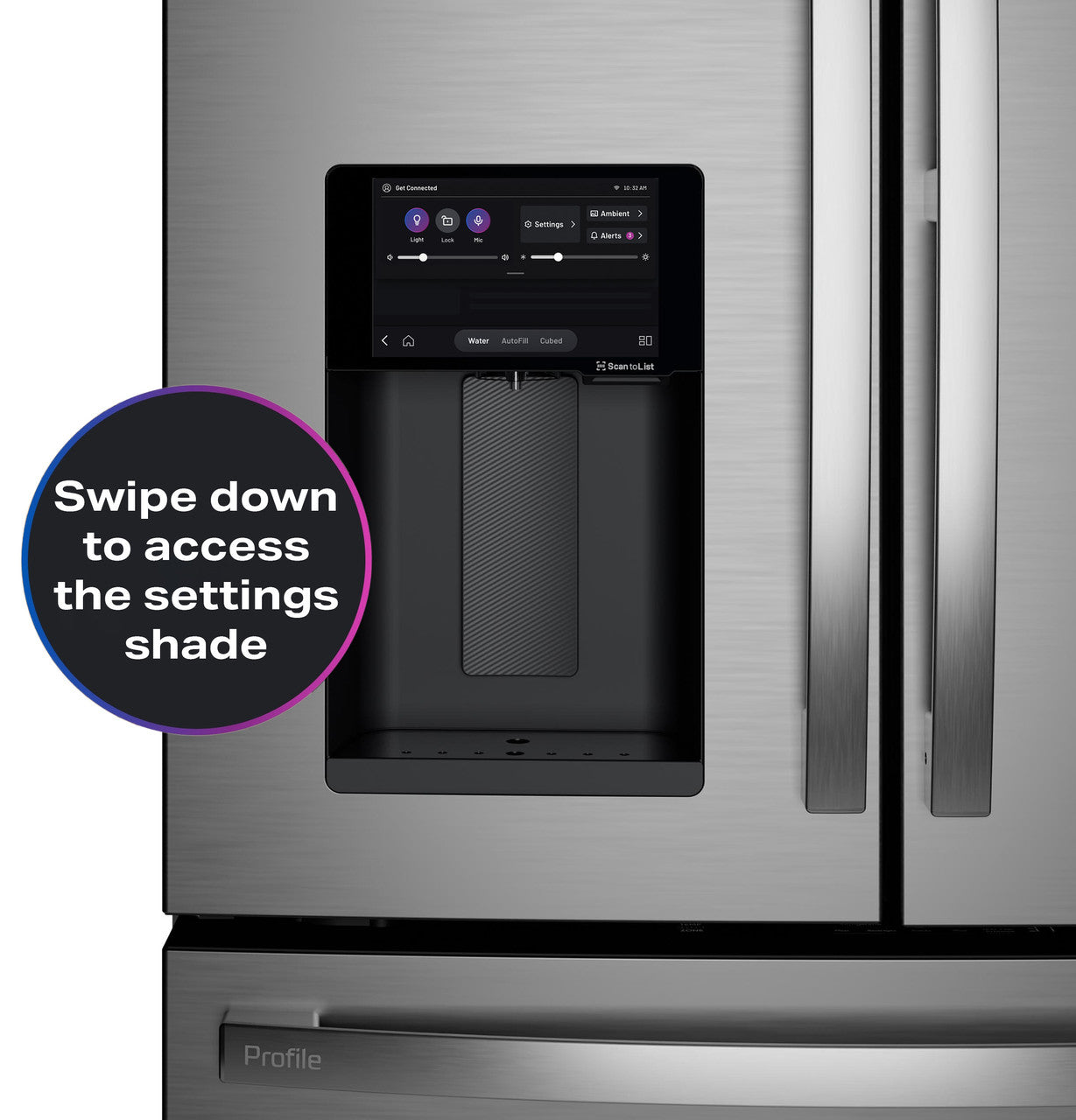 GE Profile PXD22HYYFS 36" Counter-Depth 4-Door French Door Refrigerator with Kitchen Assistant - Stainless Steel