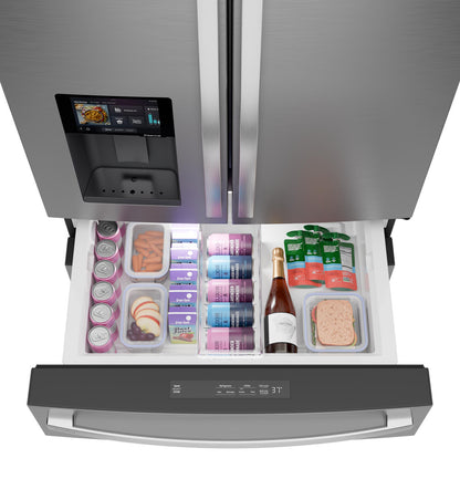 GE Profile PXD22HYYFS 36" Counter-Depth 4-Door French Door Refrigerator with Kitchen Assistant - Stainless Steel
