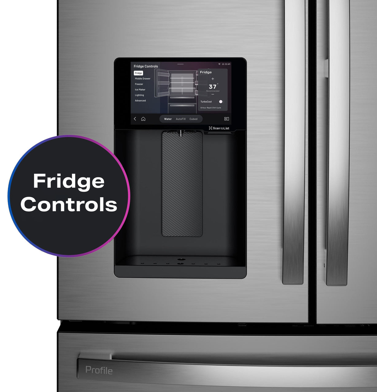 GE Profile PXD22HYYFS 36" Counter-Depth 4-Door French Door Refrigerator with Kitchen Assistant - Stainless Steel