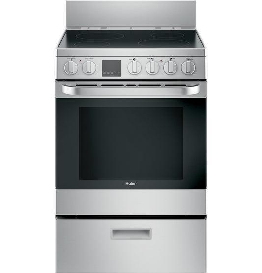 Haier QAS740RMSS 24" ENERGY STAR Electric Range with Convection – Stainless Steel