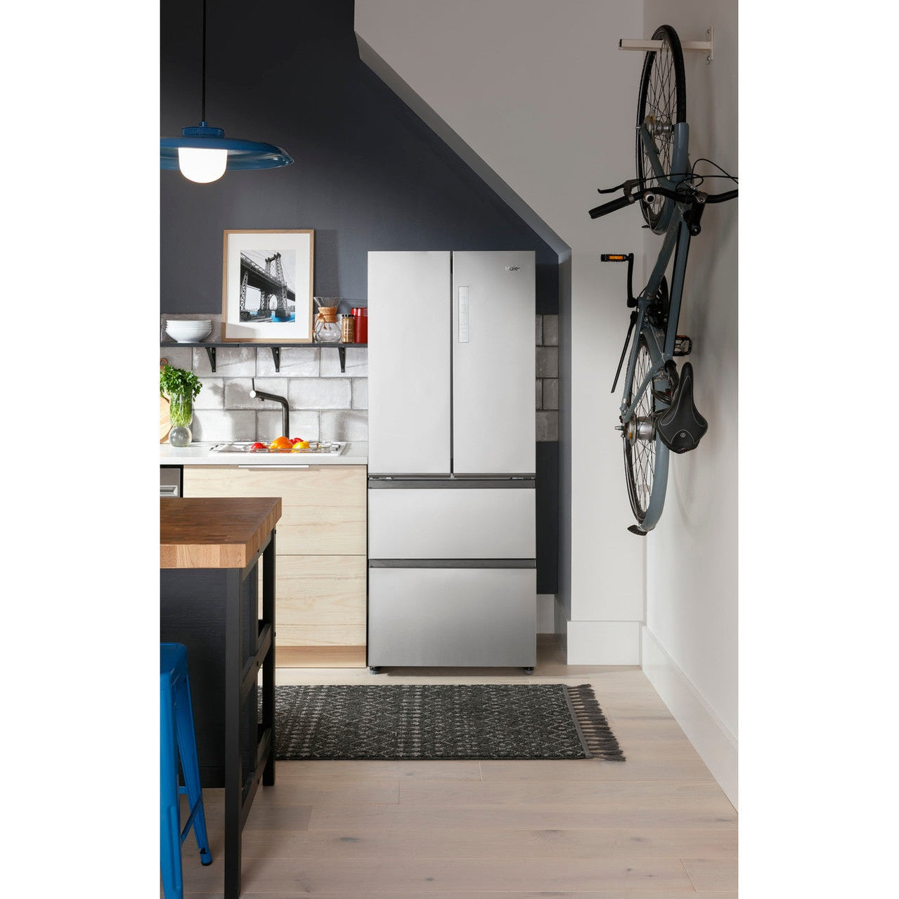 Haier QJS15HYRFS 28" Counter-Depth French Door Refrigerator 15 Cu. Ft. – Fingerprint Resistant Stainless Steel