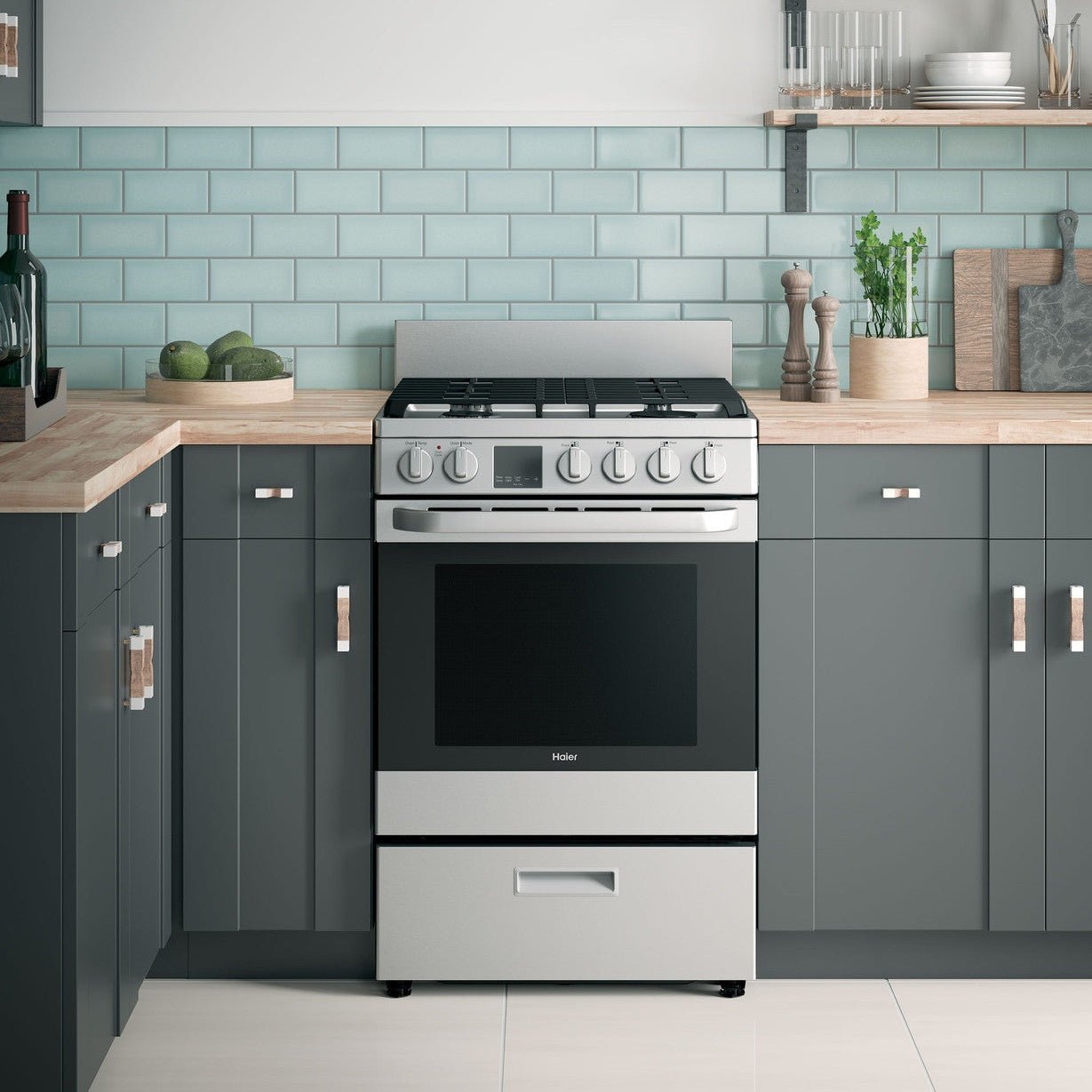 Haier QGAS740RMSS 24" Gas Range with Convection and Steam Clean – Stainless Steel
