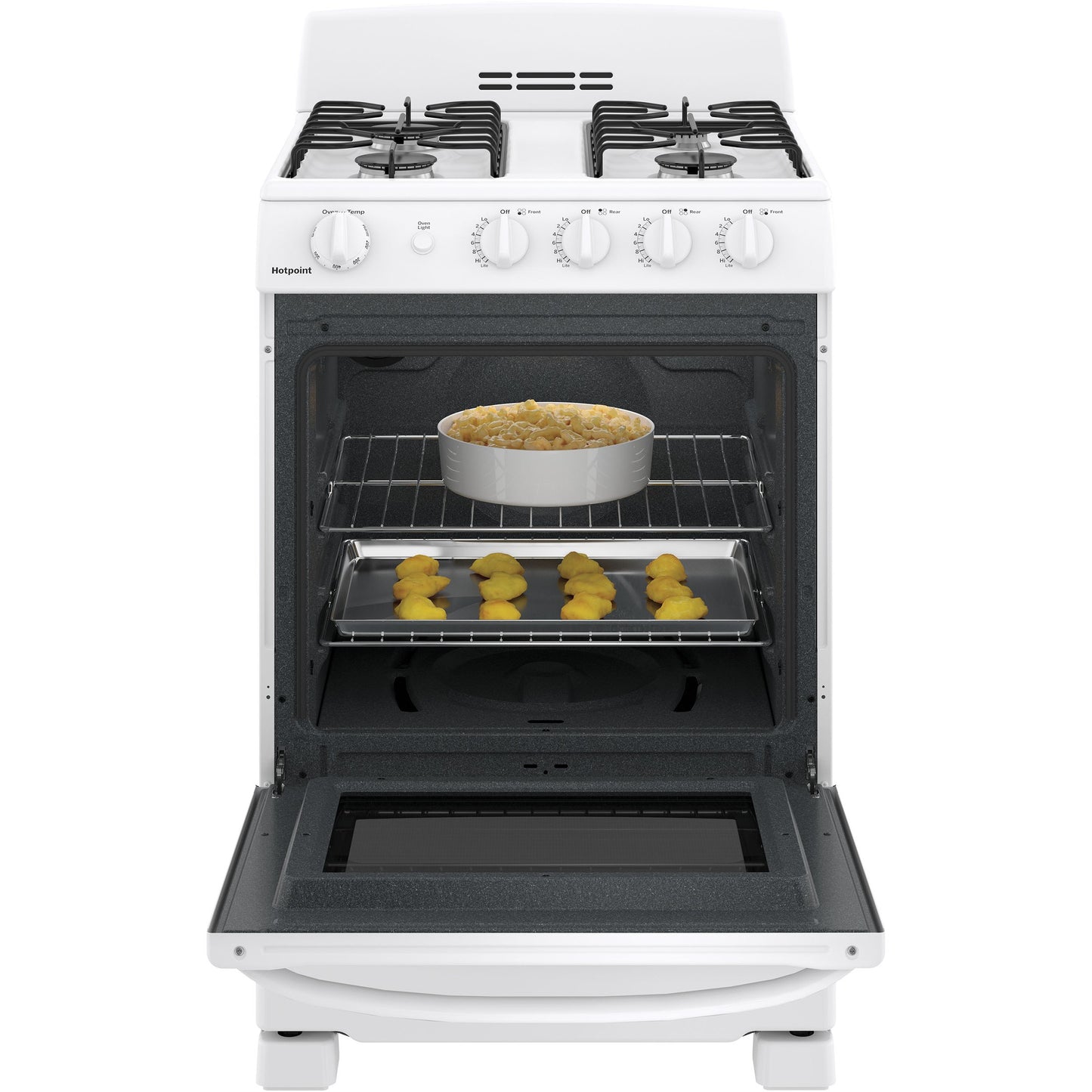 Hotpoint RGAS300DMWW 24" Front-Control Freestanding Gas Range 2.9 Cu. Ft. – White