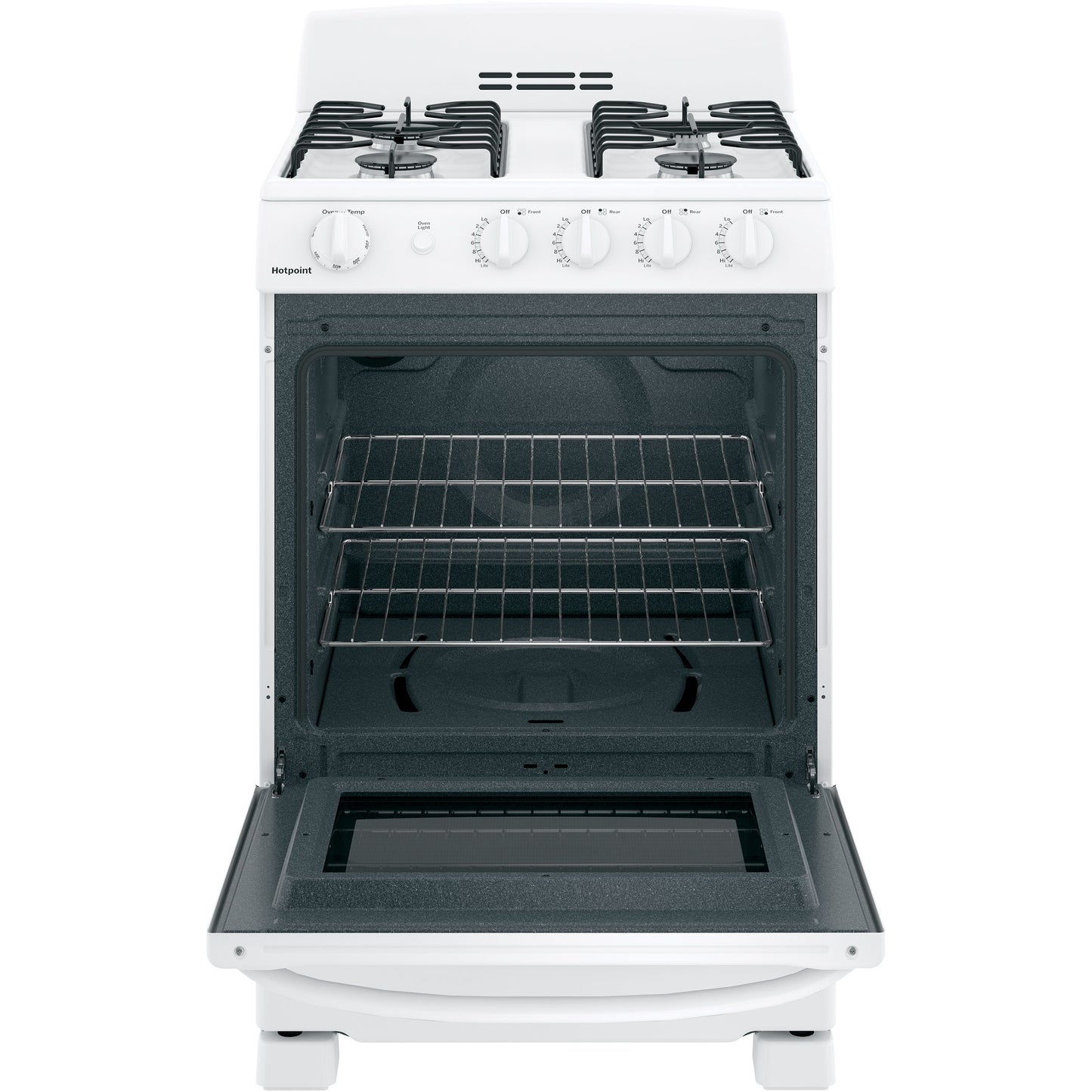 Hotpoint RGAS300DMWW 24" Front-Control Freestanding Gas Range 2.9 Cu. Ft. – White