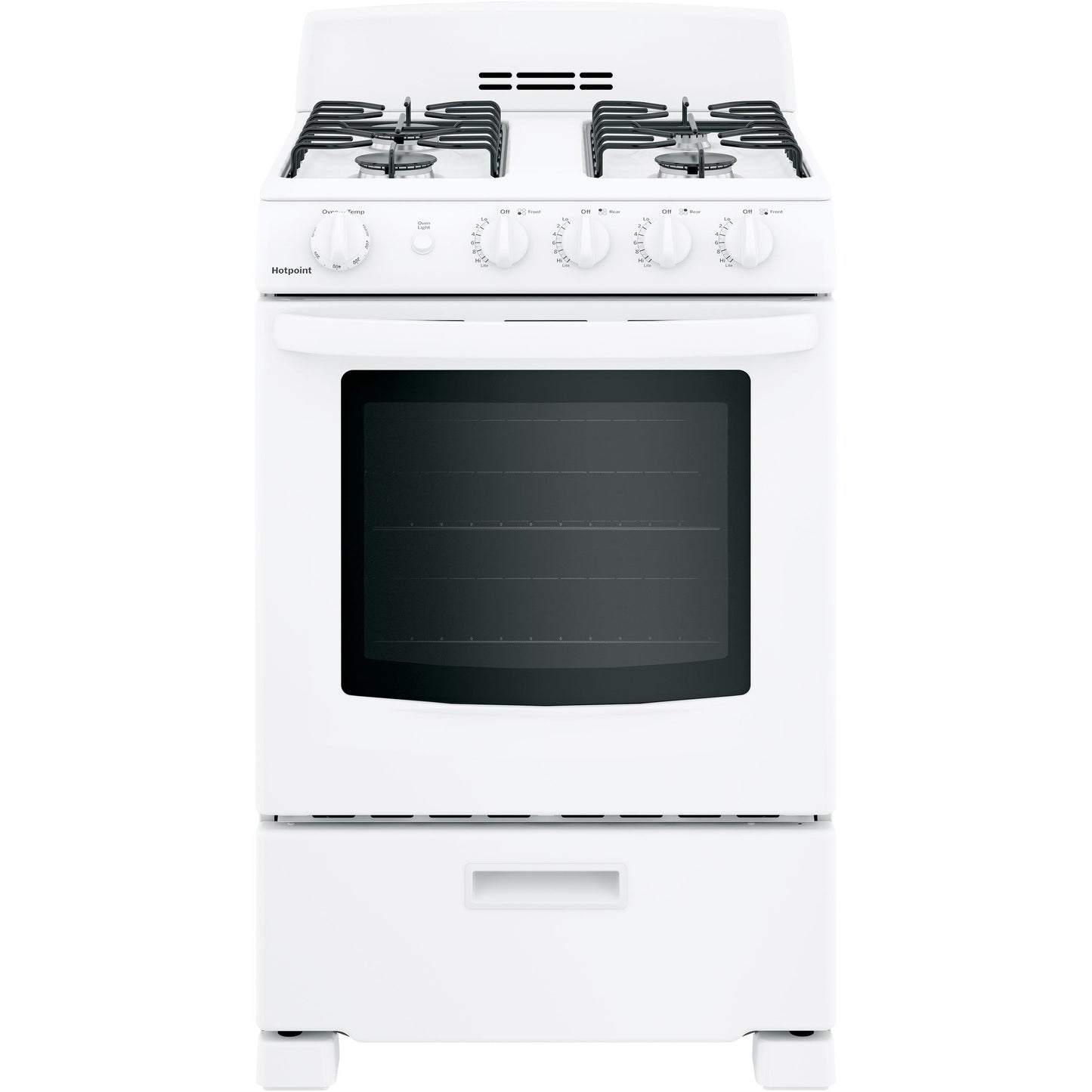Hotpoint RGAS300DMWW 24" Front-Control Freestanding Gas Range 2.9 Cu. Ft. – White