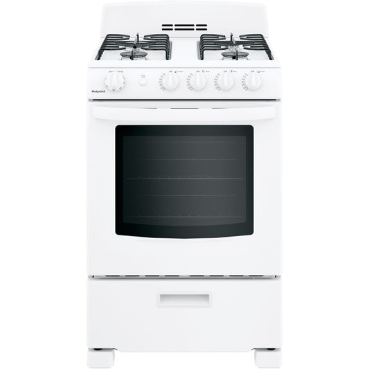 Hotpoint RGAS300DMWW 24" Front-Control Freestanding Gas Range 2.9 Cu. Ft. – White
