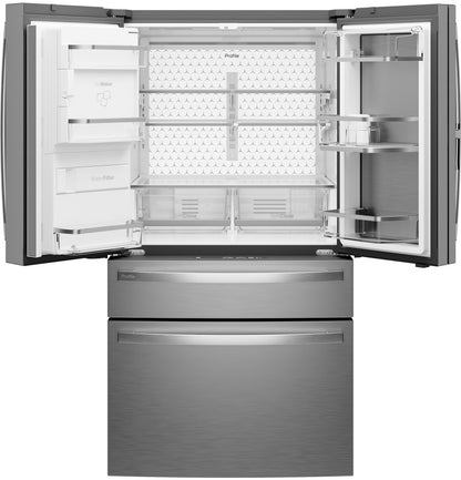 GE Profile PXD22HYYFS 36" Counter-Depth 4-Door French Door Refrigerator with Kitchen Assistant - Stainless Steel