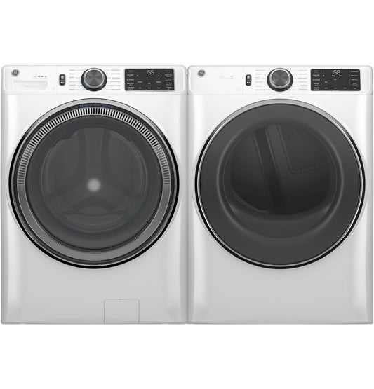 GE GFW655SSVWW Washer & GFD65ESSVWW / GFD65GSSVWW Dryer Laundry Pair – White
