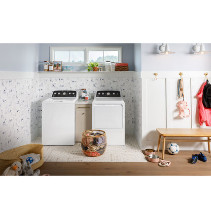 GE GTD48GASWWB 27" Gas Dryer 7.2 Cu. Ft. with Auto Dry, Extended Tumble & 120 Ft. Venting – White