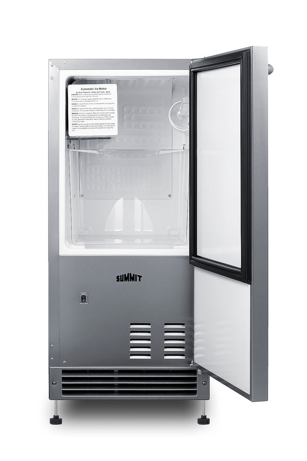 Summit BIM26H34 15" Built-In/Freestanding Drain-Free Icemaker – Stainless Steel