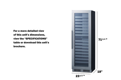 Summit SDHWC98 72" tall 24" Wide Dual Zone Wine Cellar – Stainless Steel & Black